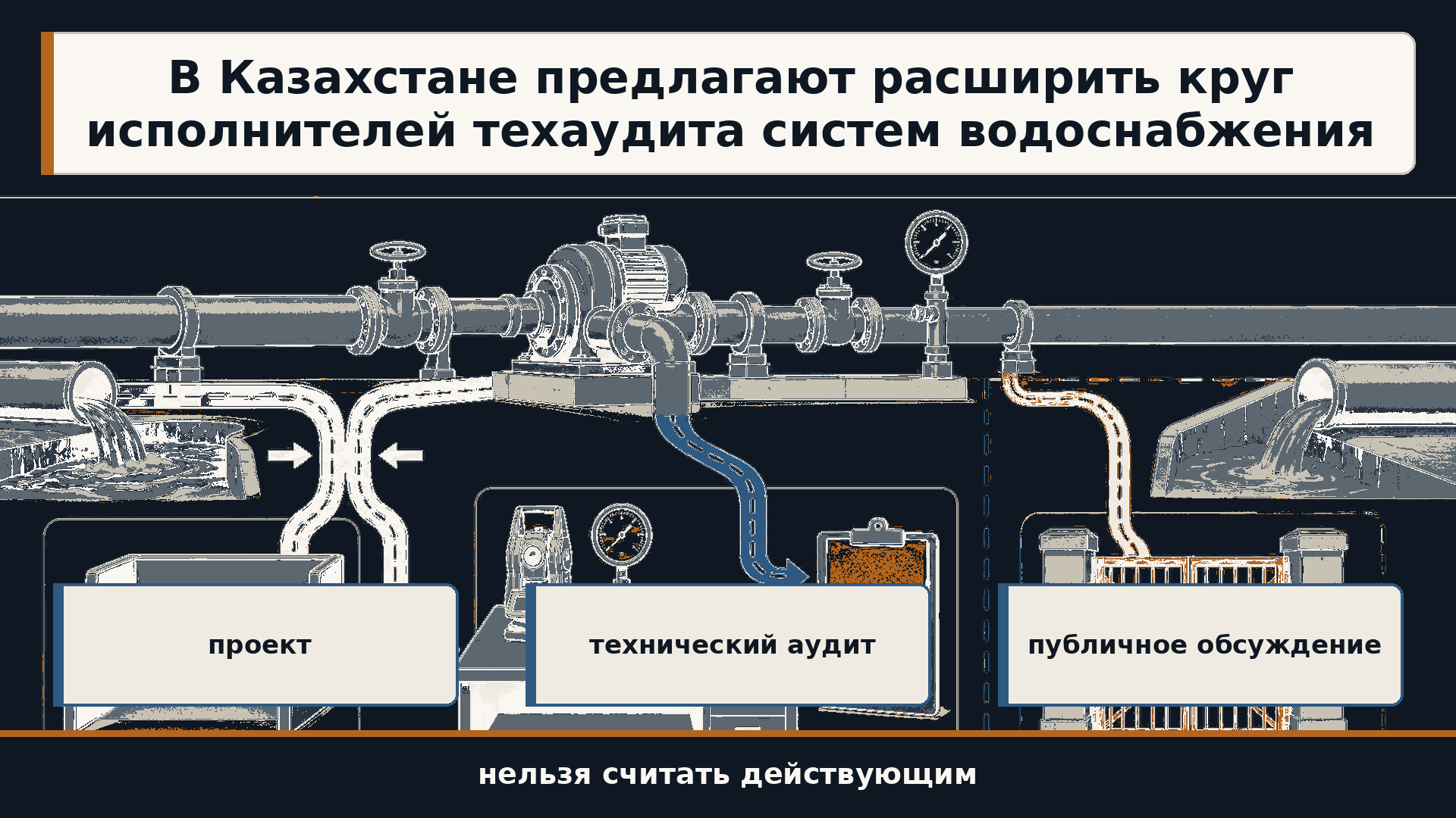 Инфографика о проекте расширения круга исполнителей технического аудита систем водоснабжения и водоотведения.